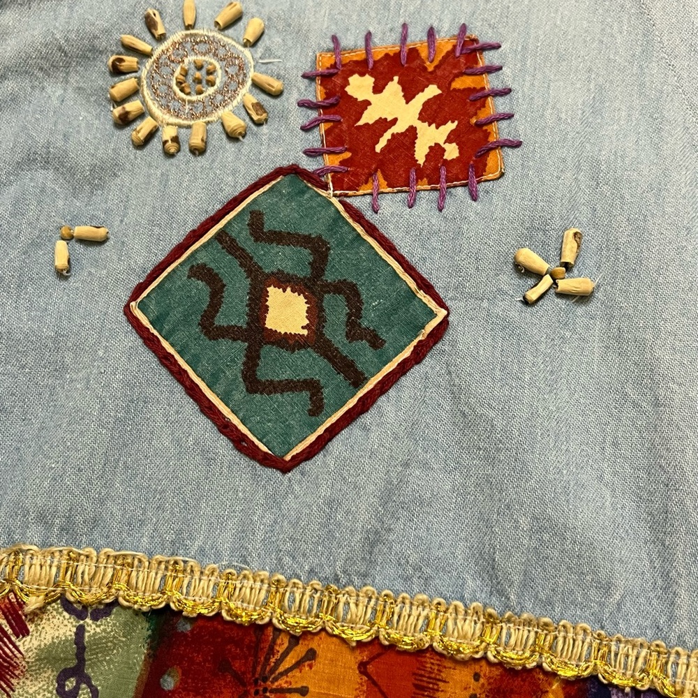 Boho Patchwork Embroidered Beaded Shirt Casey & M… - image 5